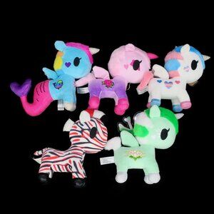 Tokidoki Plush Lot of 5 Flower Power Unicorno, Marsha, Peony, Aquamarina, Zamba